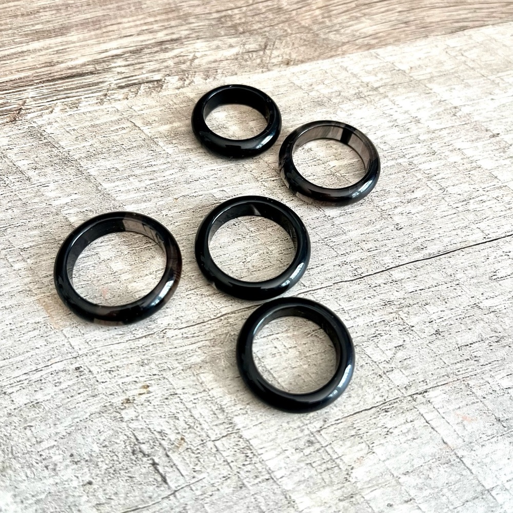 Midnight Lace Obsidian crystal single band ring